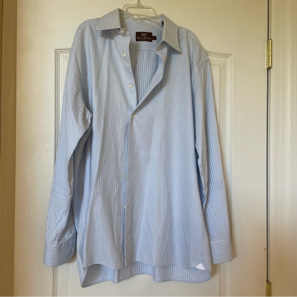 Hickey Freeman Men’s Blue Button-down Dress Shirt - 100% Cotton - Picture 1 of 3